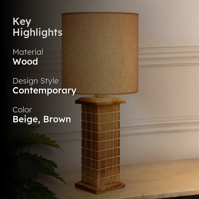 ZenithLight Modern Bedside Wooden Table Lamp - Beige,Brown media 2