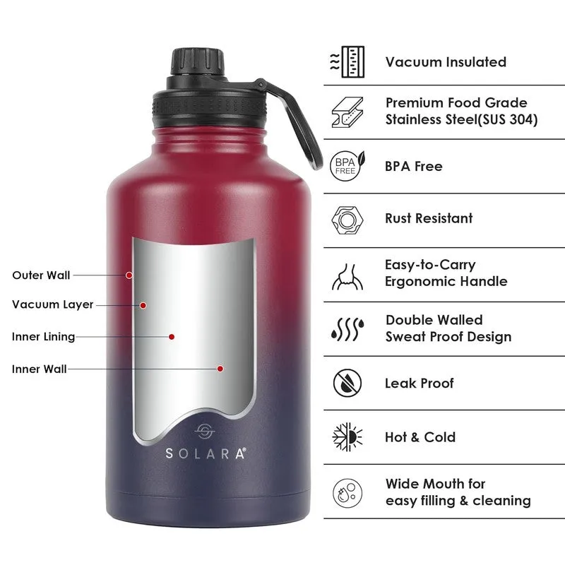 Solara Insulated Stainless Steel Bottle (2000 mL) - Blue & Red media 4