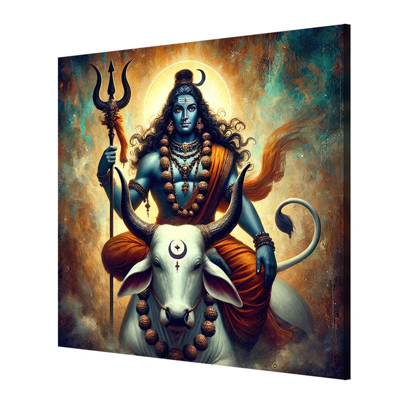Lord Shiva Riding Nandhi Wall Painting media 5