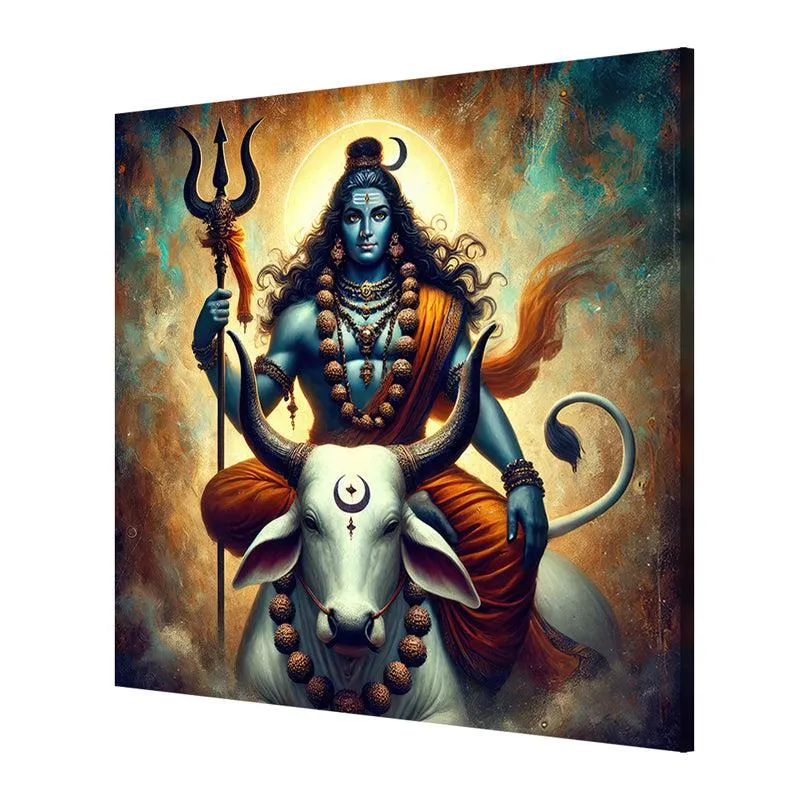 Lord Shiva Riding Nandhi Wall Painting media 5