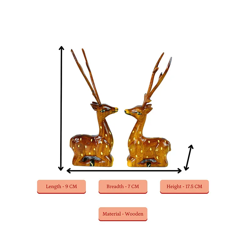 Timber Stags Wood Showpiece - Set Of Two media 8