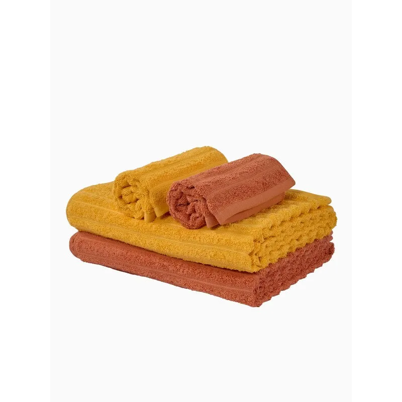 Monte Carlo Dry Lush Pure Cotton Towel Sets (Yellow,Rust) - Set of Four media 7