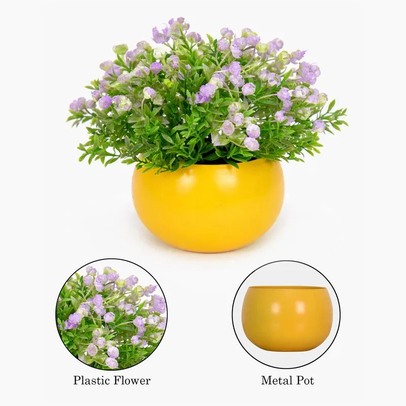 Velveta Artificial Rose Flower Plant With Pot (Violet) - 14CM media 5