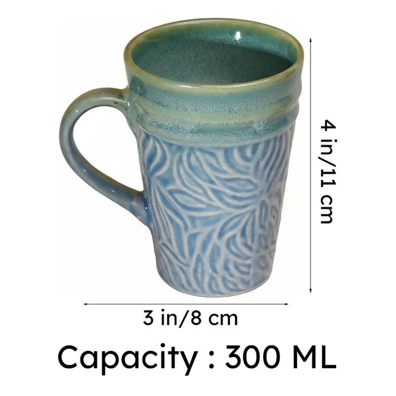 Ceramuse Ceramic Coffee Mug (300 mL Each/Light Blue) - Set of Eight media 7