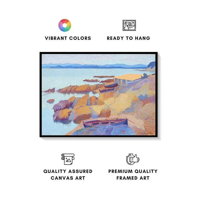 Serene Beach Canvas Wall Painting - Black Frame media 4