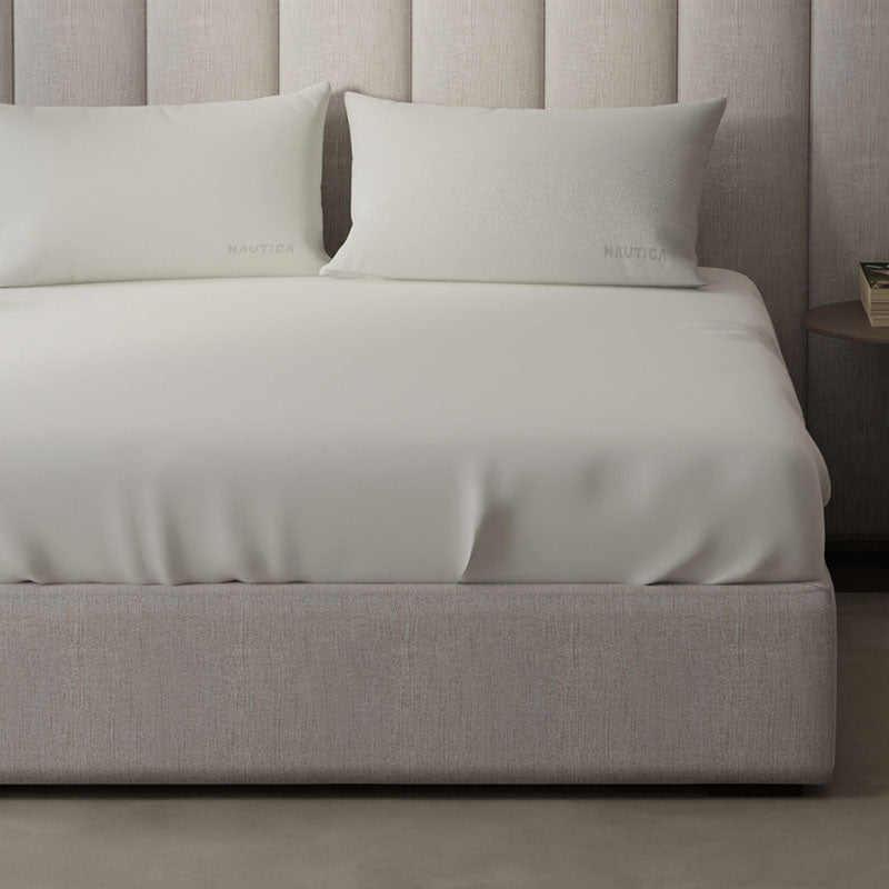 Nautica Cove Accent Solid Cotton Bedsheet (Off White) - 300 TC media 3