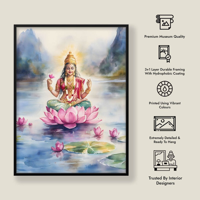 Padmapriya Spiritual Archival Paper Wall Painting With Frame - Black media 8