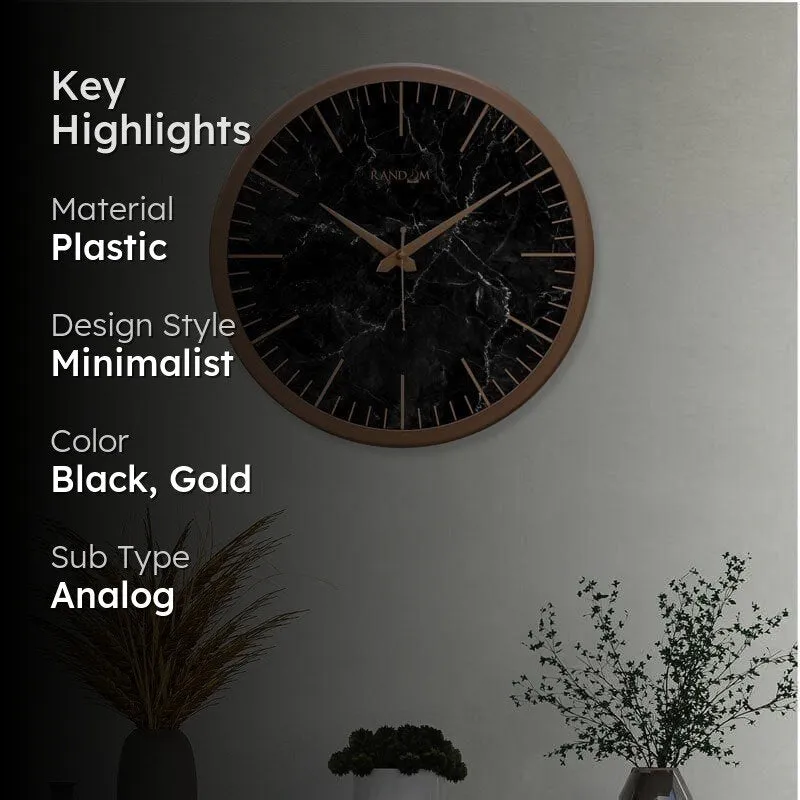 Mezo Marbled Wall Clock - Black media 2