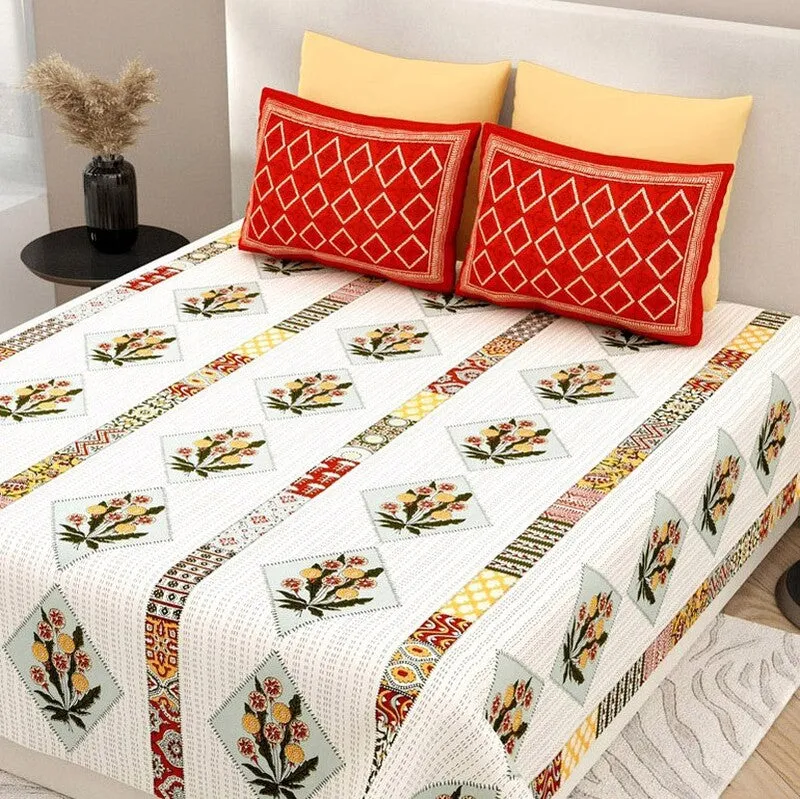 Ornate Blossom Cotton Bedsheet - 200 TC media 4