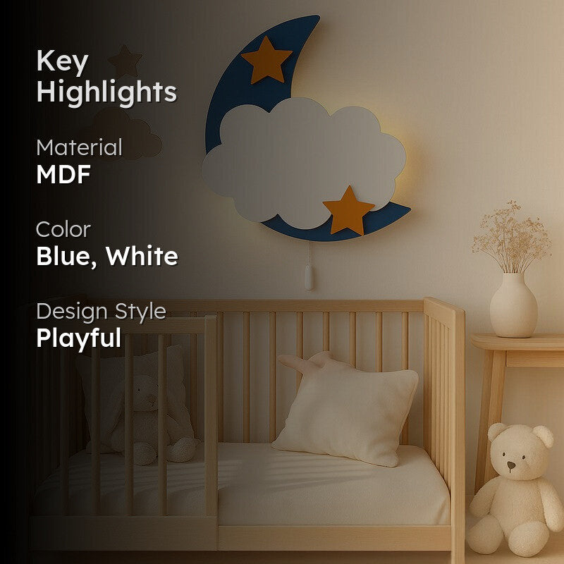 Moonlight Cloud  Battery Operated MDF Wall Lamp media 2