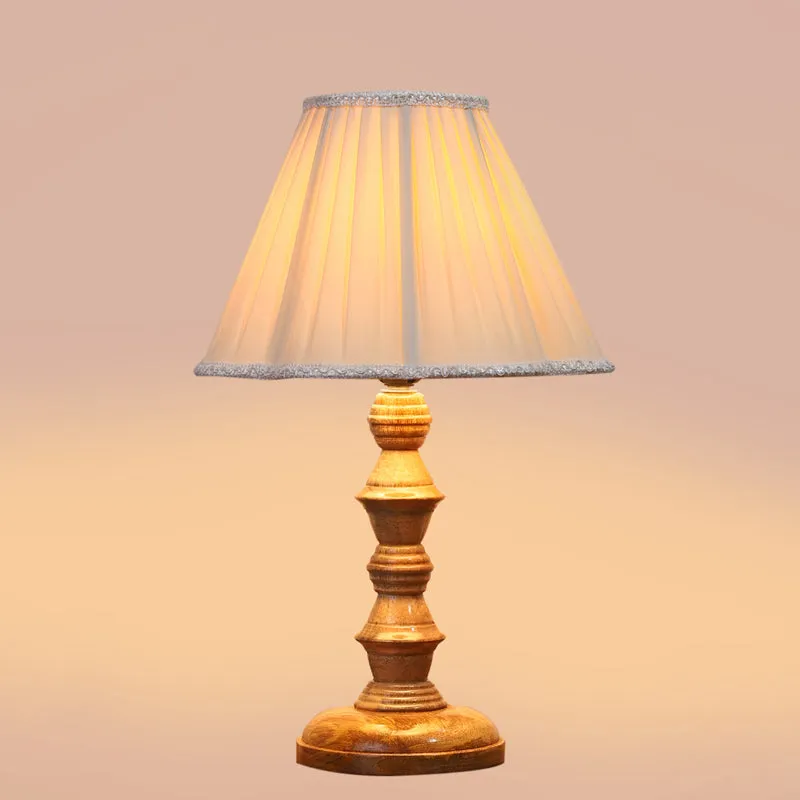 Pleatra I Timber Wooden Table Lamp - Ivory,Brown media 4
