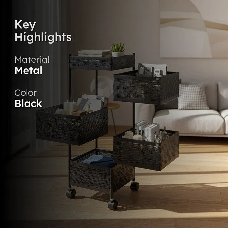 Sleek Black Metal Swing Out Basket Rack media 2