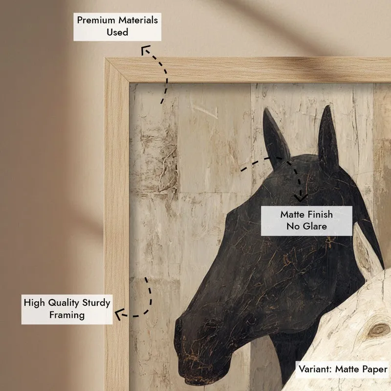 Herd of Horses Wall Painting With Brown Frame media 9