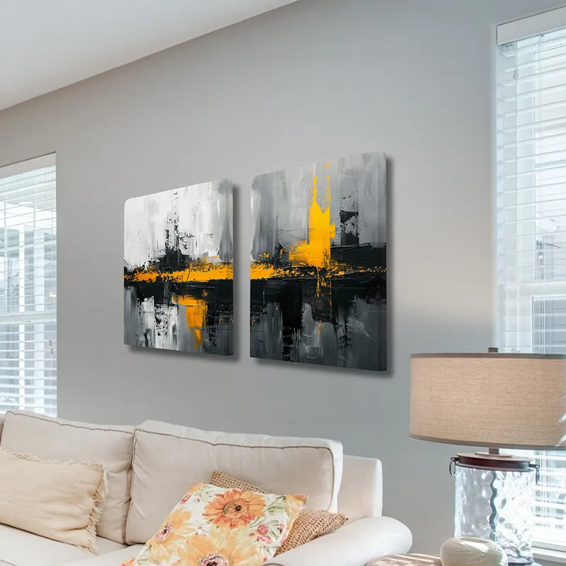 Splash Of Yellow Wall Painting - Set Of Two media 4