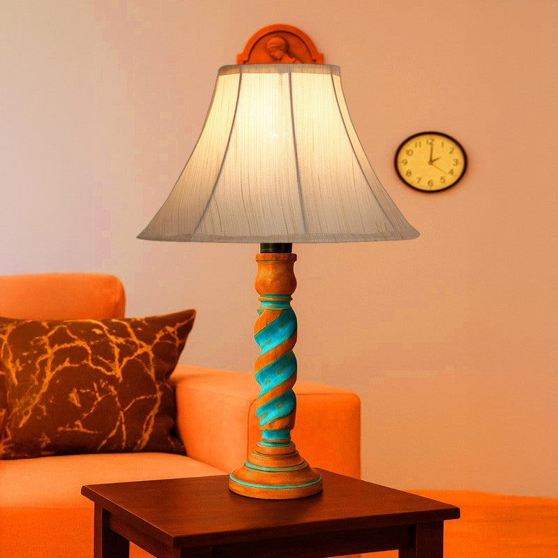 Elara Kairo Wooden Table Lamp - OffWhite