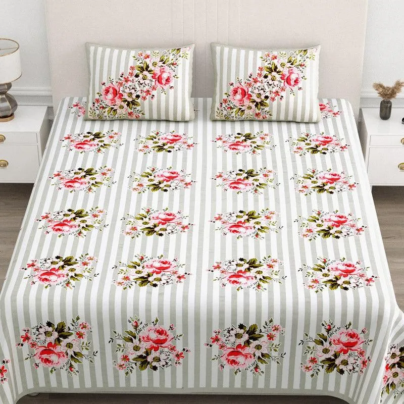 Oliver Floral Cotton Bedsheet (Cream) - 180 TC media 3