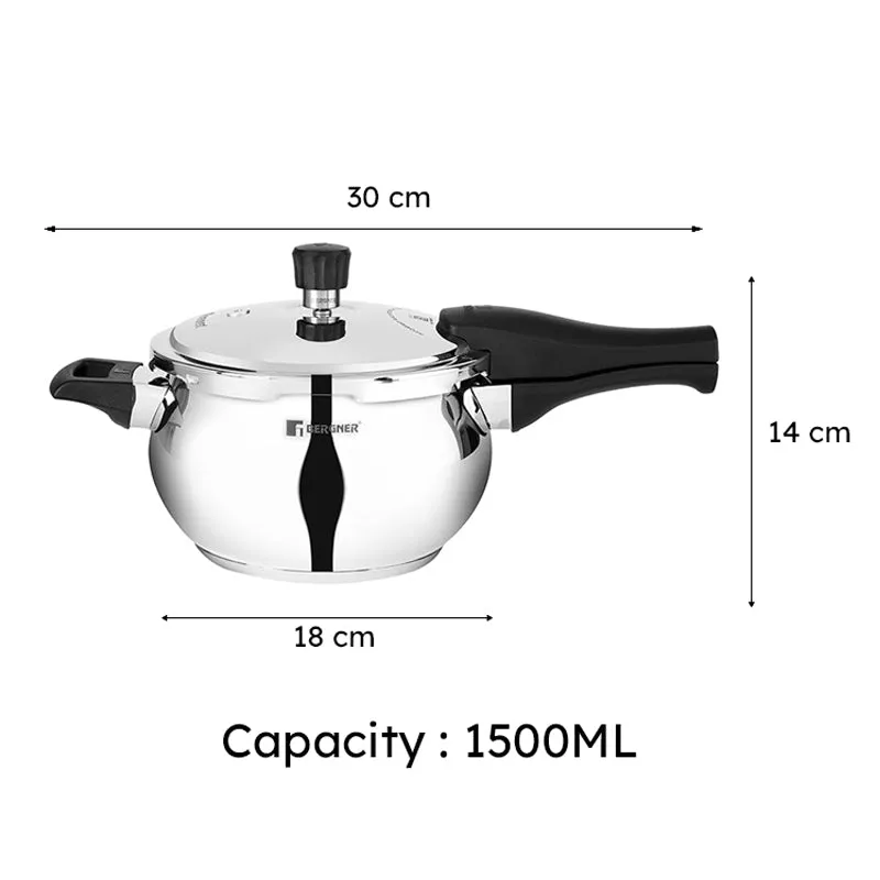 Bergner Stainless Steel Belly Shape Pressure Cooker - 1500 mL media 9