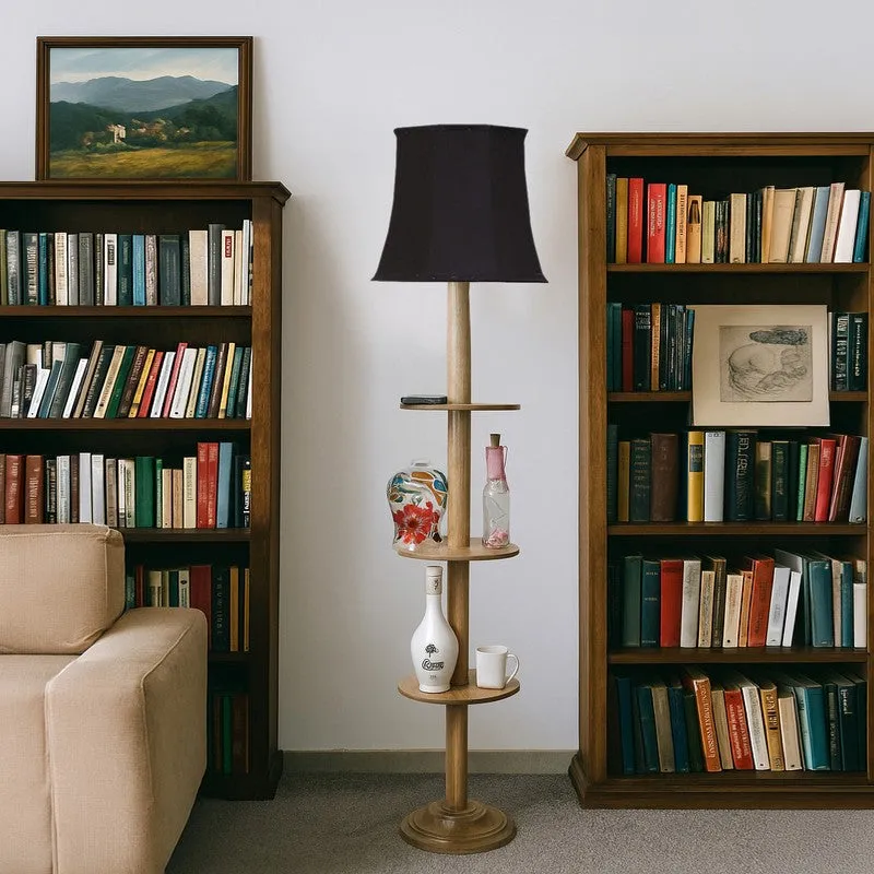 GlowDock Column Wooden Floor Lamp - Black media 4