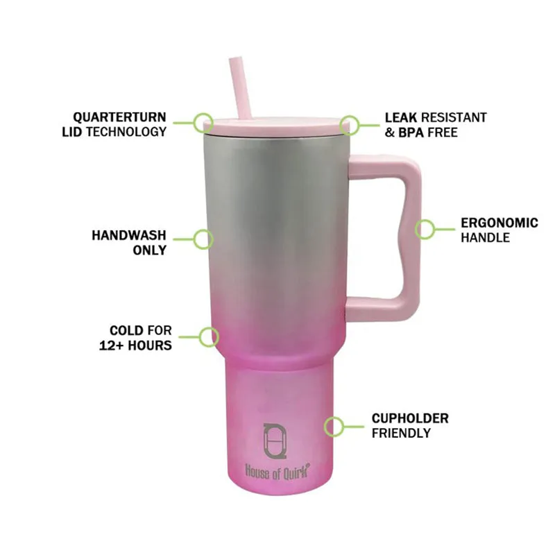 Opal Wave Stainless Steel Tumbler (1200 ML) - Pink & Grey media 3