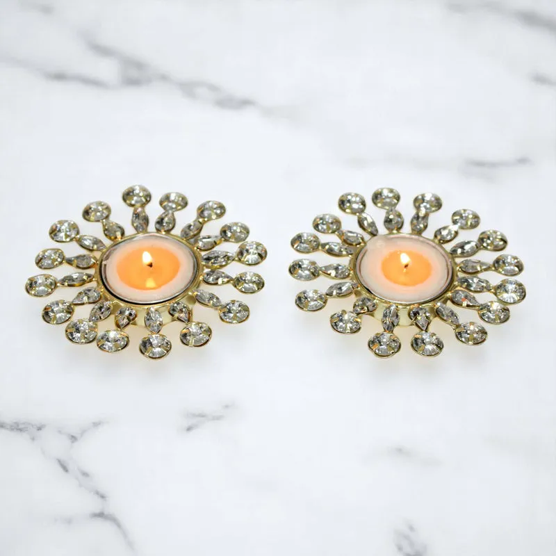 Surya Ornate Tea Light Holder (White) - Set Of Two media 1