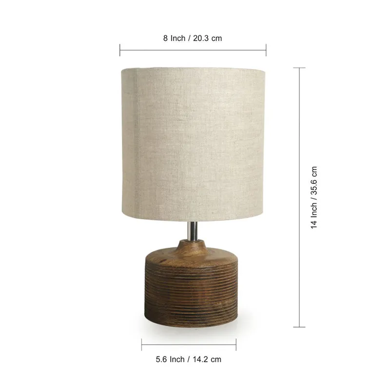 Suravi Handcrafted Mango Wood Table Lamp - Brown,Ivory media 6