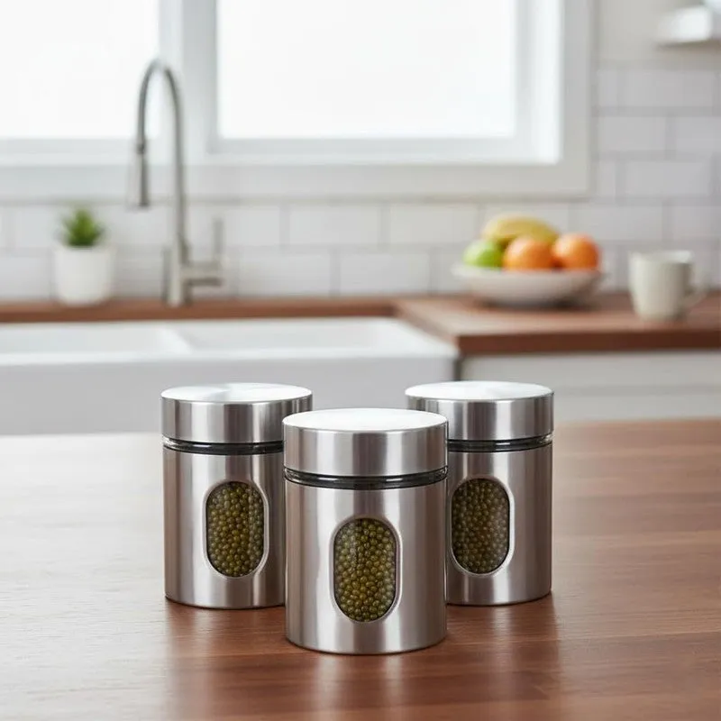 Kitchen Vault Stainless Steel Jar (300 mL Each) - Set Of Three media 4