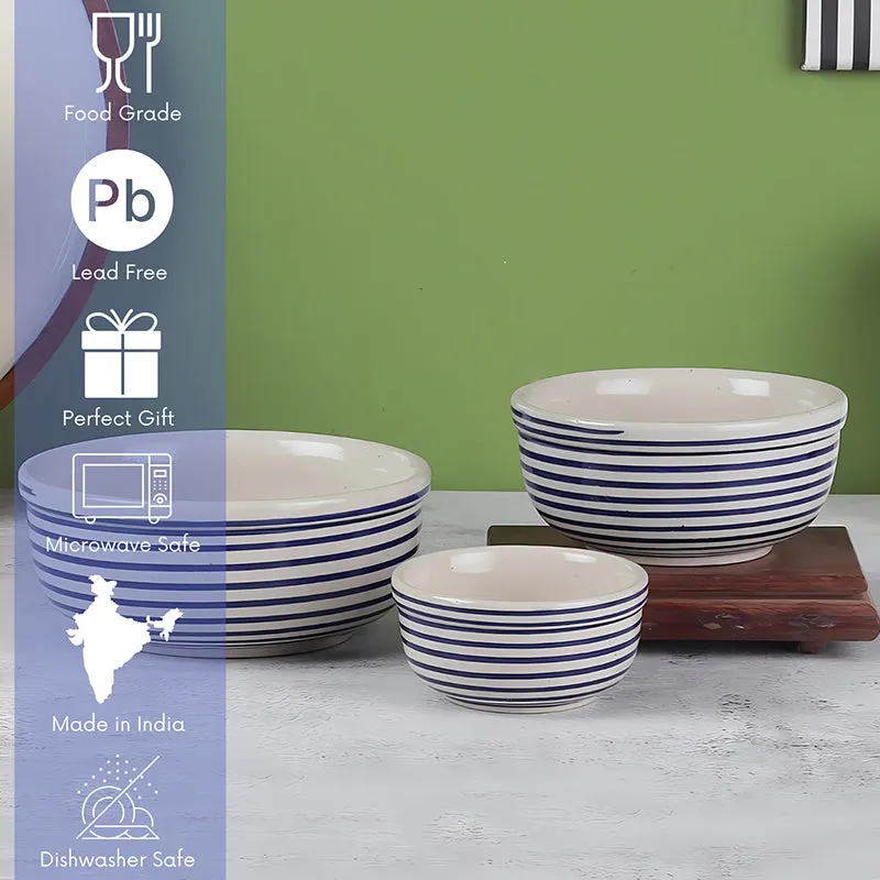 Tiare Ceramic Serving Bowl (Blue/550 mL/350 mL/125 mL) - Set Of Three media 6