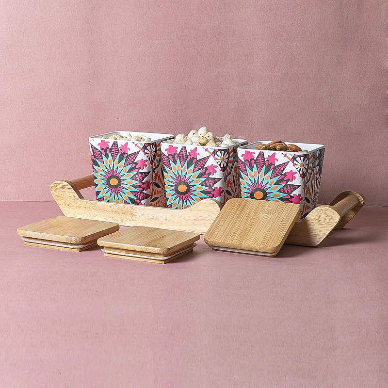 Juna Floral Condiment Container With Tray (750 mL Each) - Four Piece Set media 5