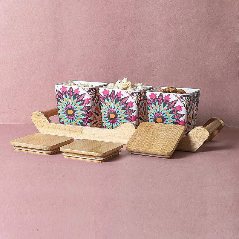 Juna Floral Condiment Container With Tray (750 mL Each) - Four Piece Set media 5