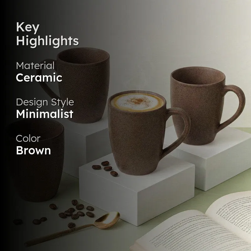 Sip & Style Ceramic Coffee Mug (Brown/300 mL Each) - Set Of Four media 2