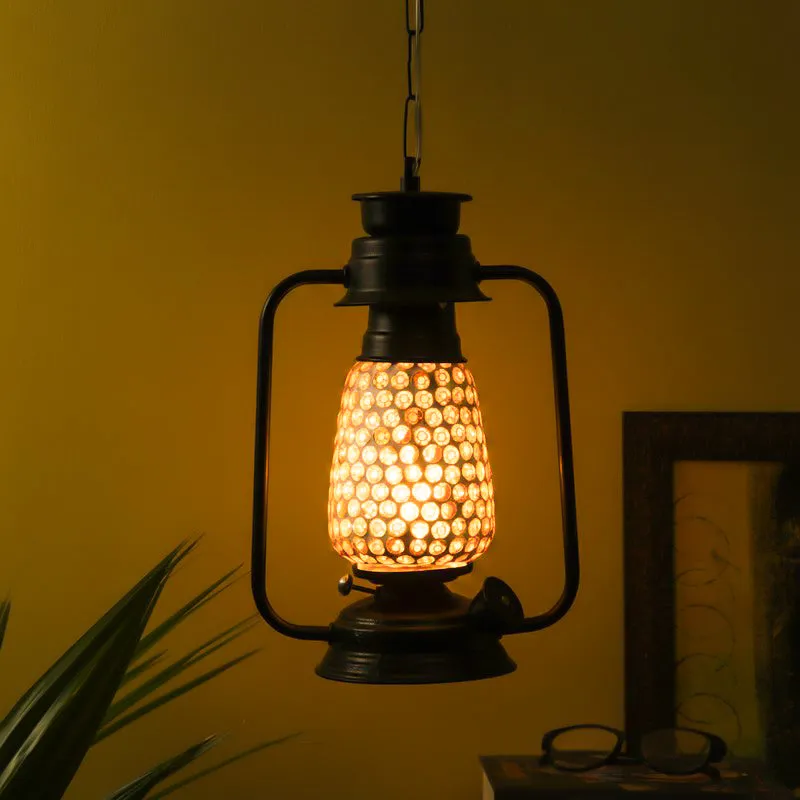 Navina Mosaic Lantern Glass Ceiling Lamp - Black media 1