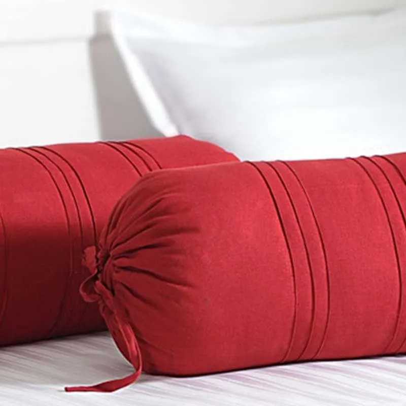 Swayam Red Comfort Bolster Cover - Set Of Two media 4