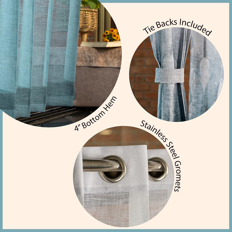 Urban Space Sea Mist Curtain (Turquoise Sheer) - Set Of Two media 5