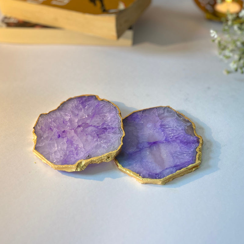 Celeste Handcrafted Crystal Agate Coaster (Purple) - Set Of Two image 3