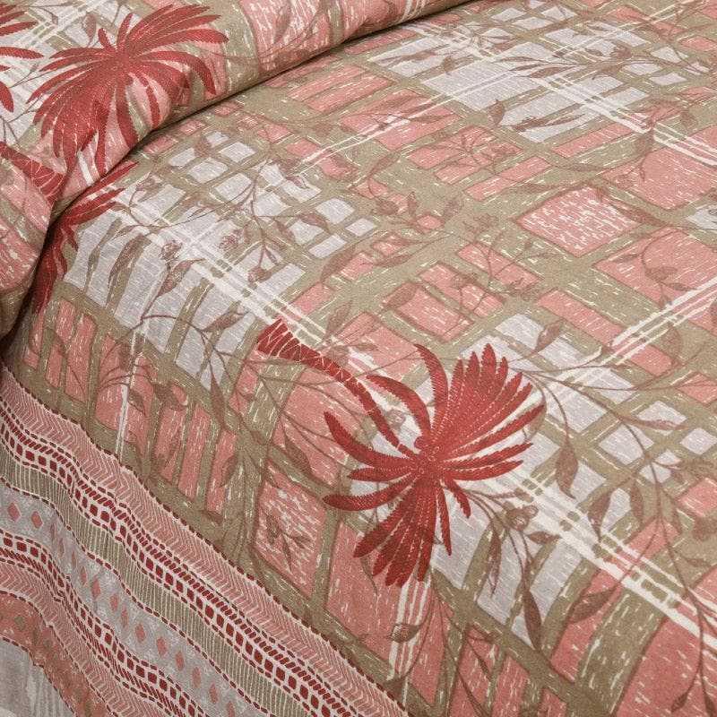 Coco Tree Checkers Cotton Bedsheet (Pink) - 160 TC media 6