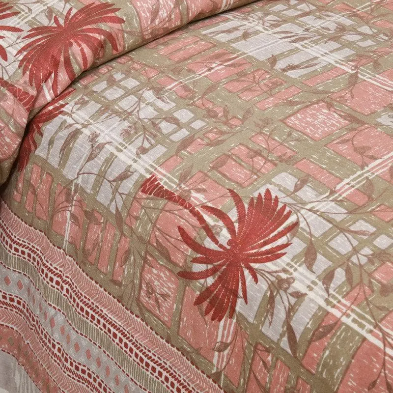 Coco Tree Checkers Cotton Bedsheet (Pink) - 160 TC media 6