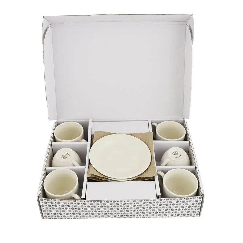 SipDelight Porcelain Cup & Saucer (White/190 mL Each) - Set of Six - 3
