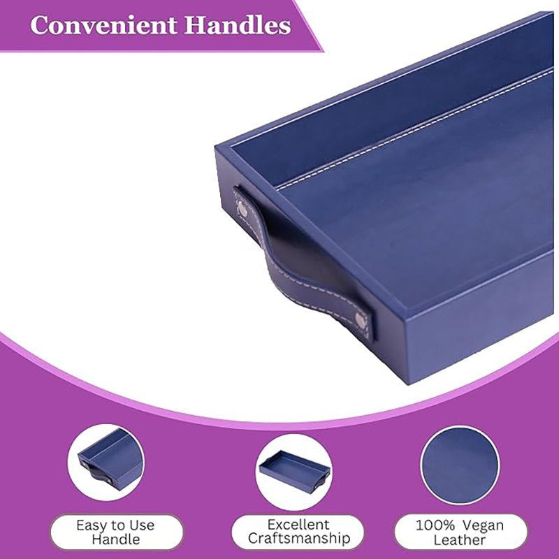 Estora Faux Leather Serving Tray - Blue media 5