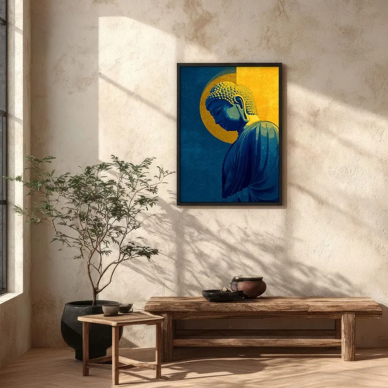 Radiant Buddha In Golden Aura Archival Paper Wall Painting With Black Frame media 5