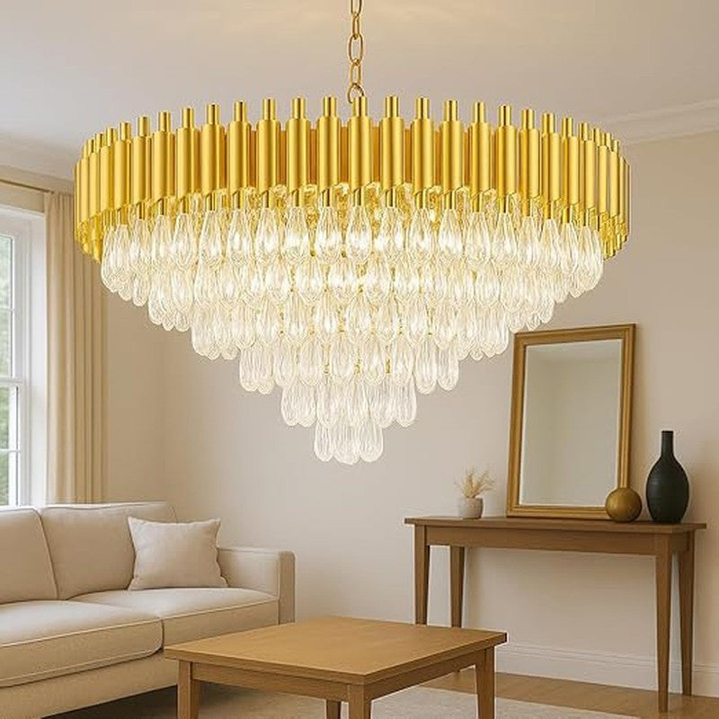 Opulent Glow Metal Chandelier - Gold media 2