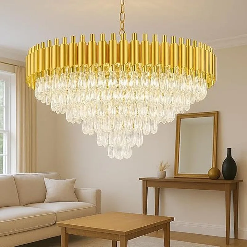 Opulent Glow Metal Chandelier - Gold media 2
