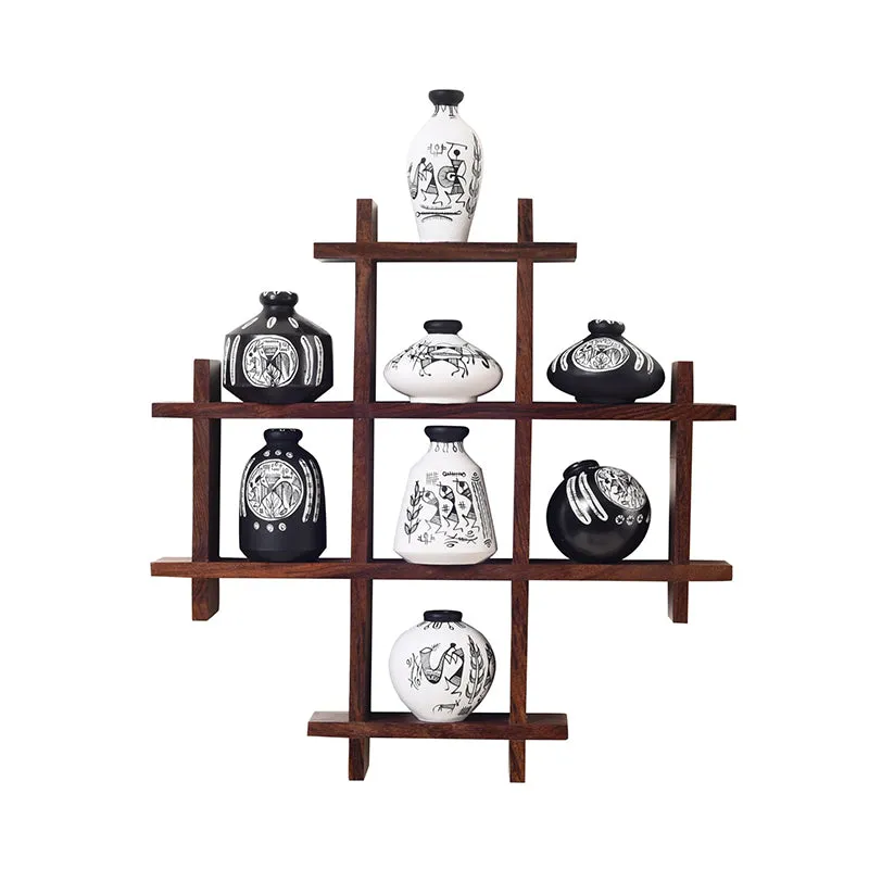 Warli Nook Terracotta & Wood Wall Accent - Nine Piece Set media 3