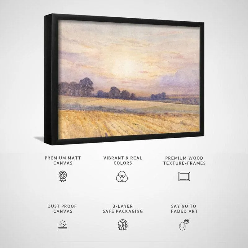 Sunset Serenity Landscape Canvas Wall Painting - Black Frame media 6