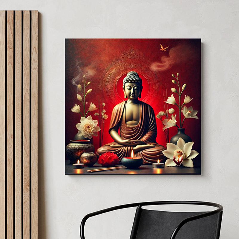 Candlelit Buddha Meditation Wall Painting