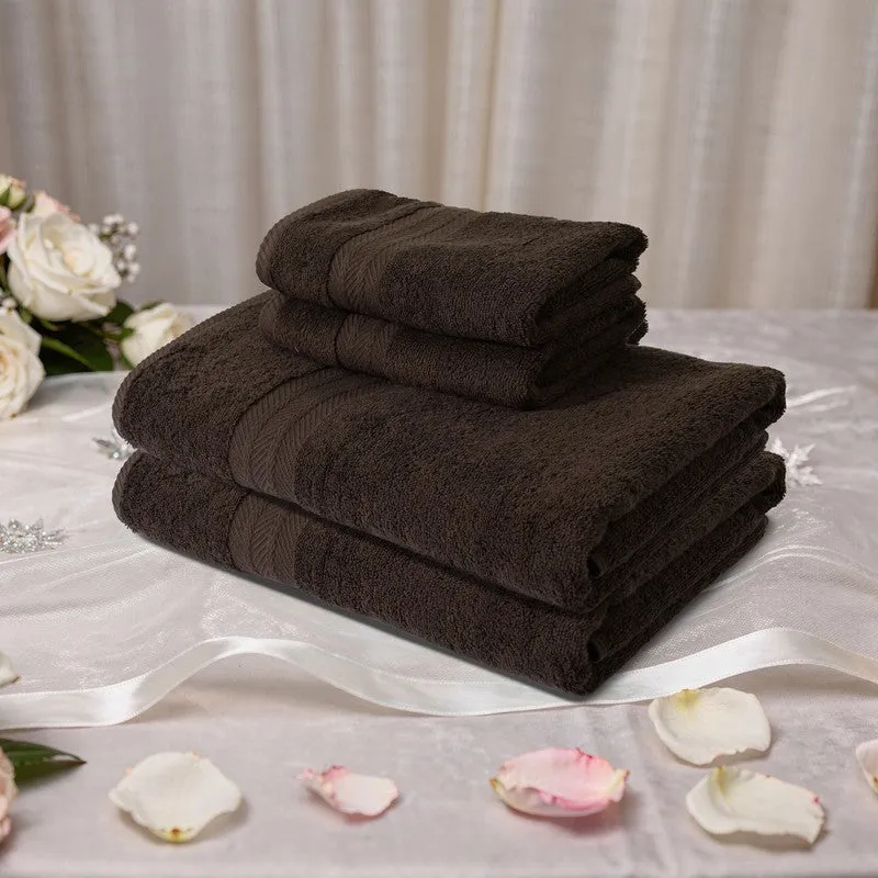 PlushAura Cotton Towel Sets (Dark Brown) - Set of Four media 3