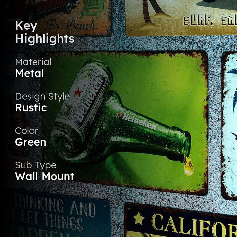Artsy Heineken Retro Metal Wall Accent media 2