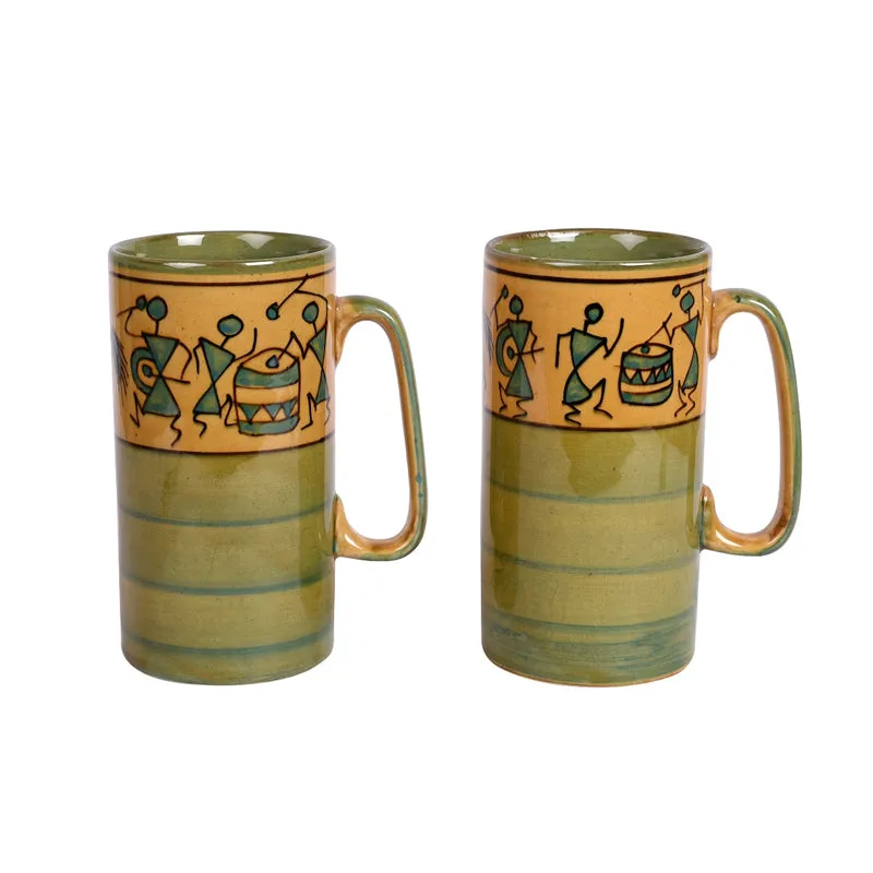 Warli Ceramic Coffee Mug (300mL Each) - Set of Two media 3