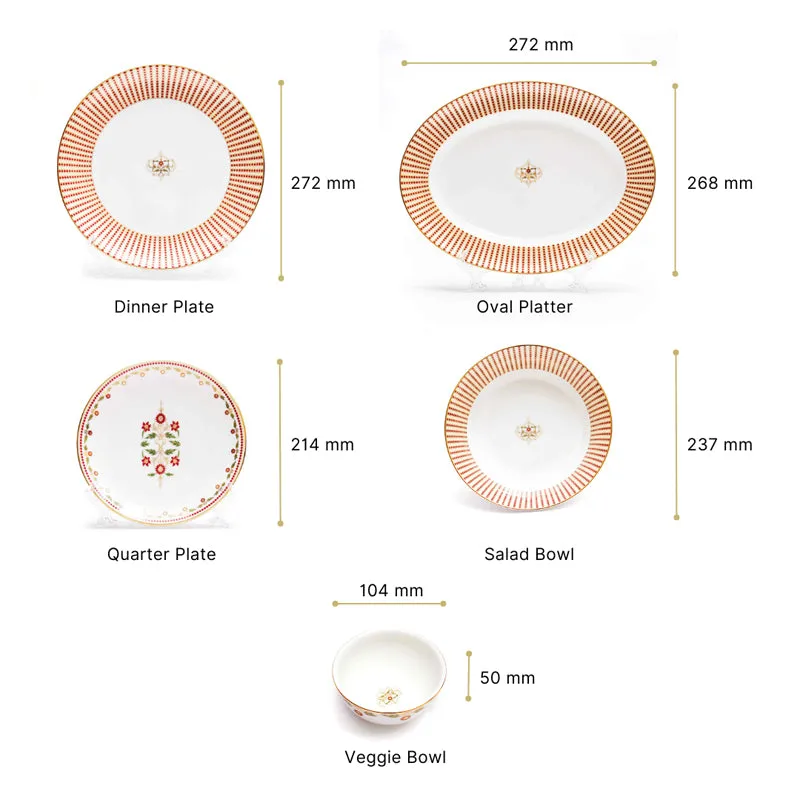 Gilded 24k Gold Brushed Porcelain Dinner Set - 21 Piece Set media 18