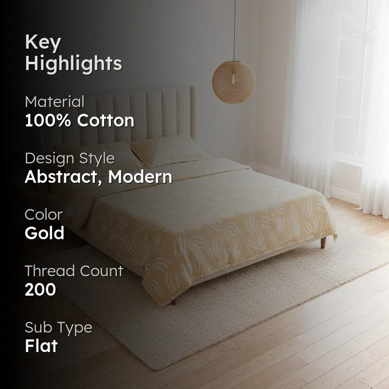 Autumn Bliss Cotton Bedsheet (Yellow) - 200 TC media 2
