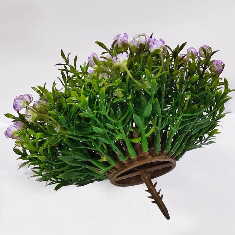 Purple Faux Ice  Floral Green Bush In White Pot - 15 cms media 3
